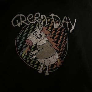 Green Day "Father Of All" Rainbow Unicorn Hoodie Sweatshirt Adult Large Black